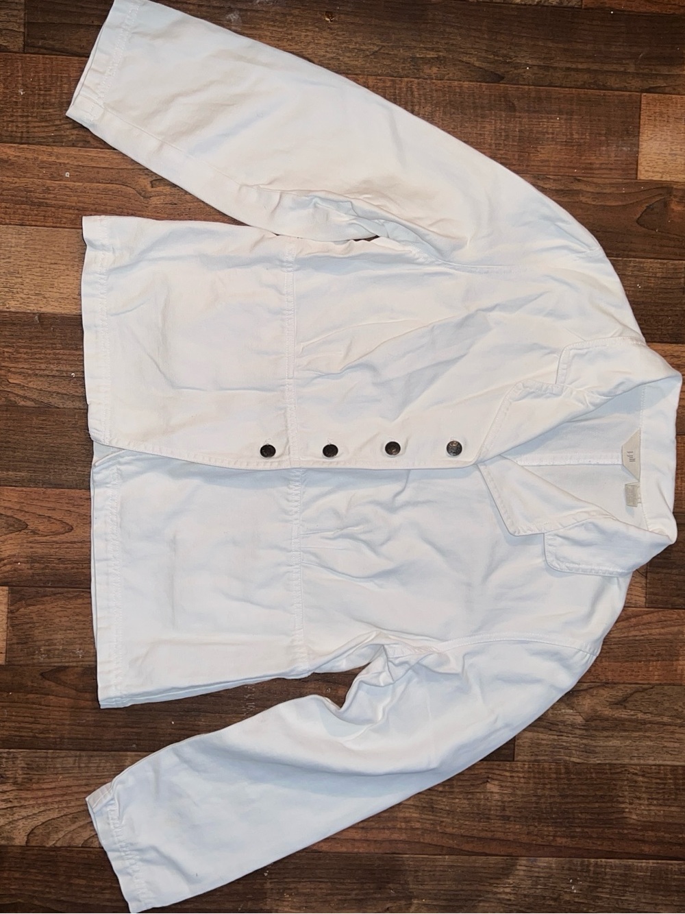 J. Jill White Button-Front Jacket cotton linen blend size medium